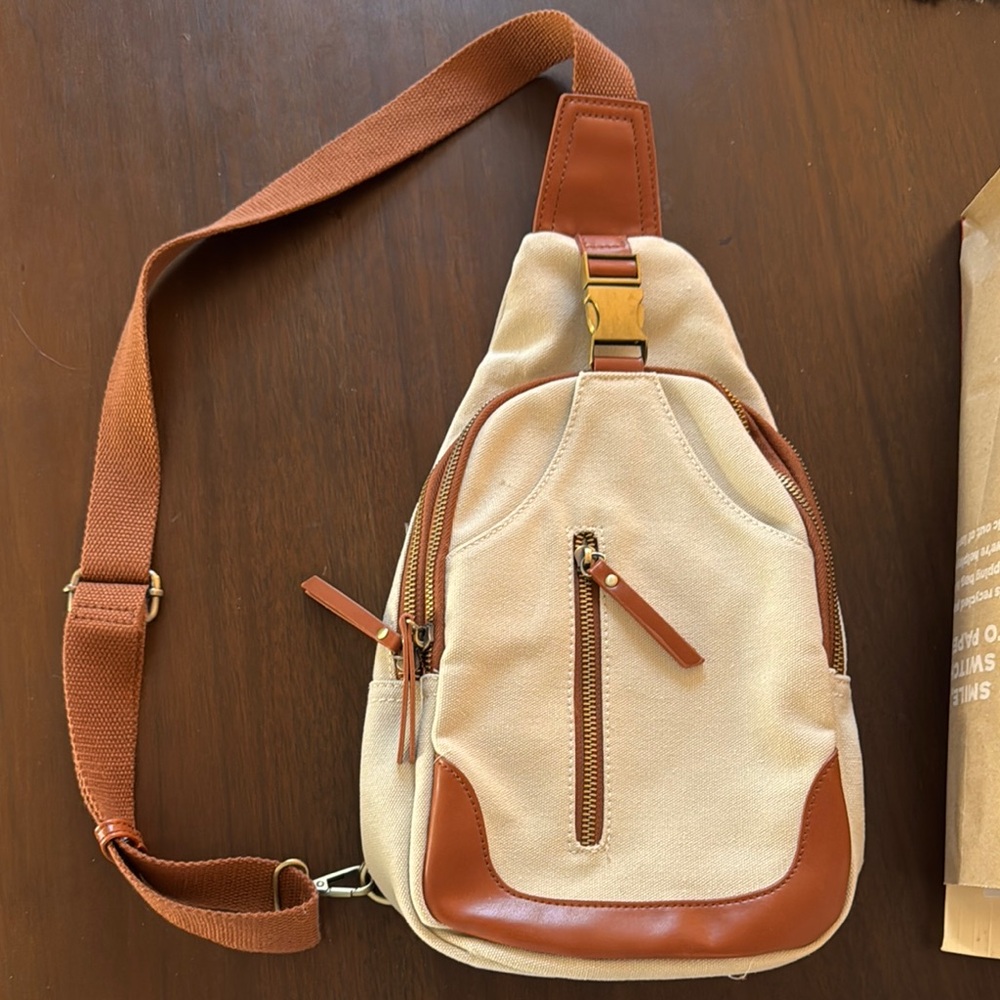 Tan and Brown Sling Bag